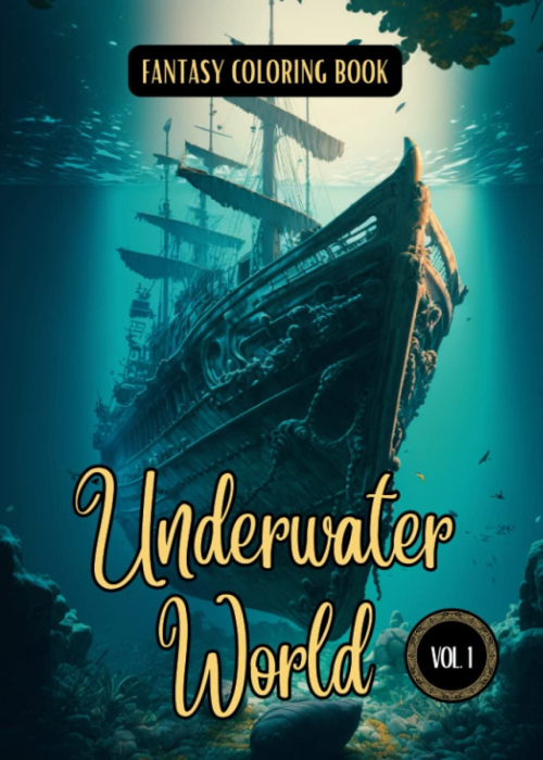 Fantasy Coloring Book Underwater World Vol. 1: For Adults and Teens | Black Line and Grayscale Underwater Scenes for Relaxation and Stress Relief