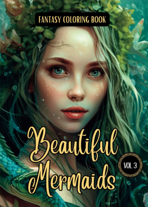 Fantasy Coloring Book Beautiful Mermaids Vol. 3: For Adults and Teens | Black Line and Grayscale Mermaid Images for Relaxation and Stress Relief